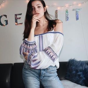 Free People Dream On Embroidered Top